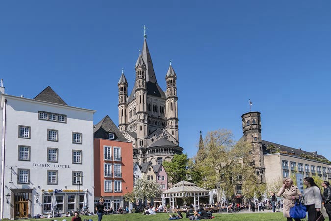 Cologne. Rhine River waterfront Frankenwerft.