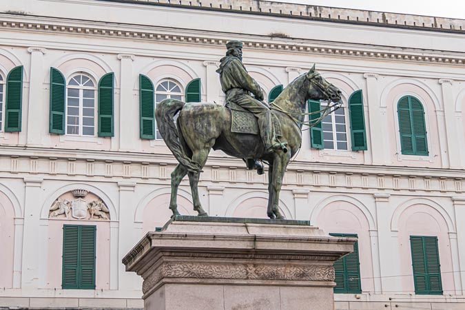 Genova. Equestrian statue of Giuseppe Garibaldi.