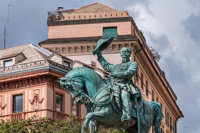 Genova. Equestrian statue of King Vittorio Emanuele II.