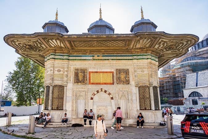 Istanbul, Turkey. Marble fountain of Sultan Ahmed III.